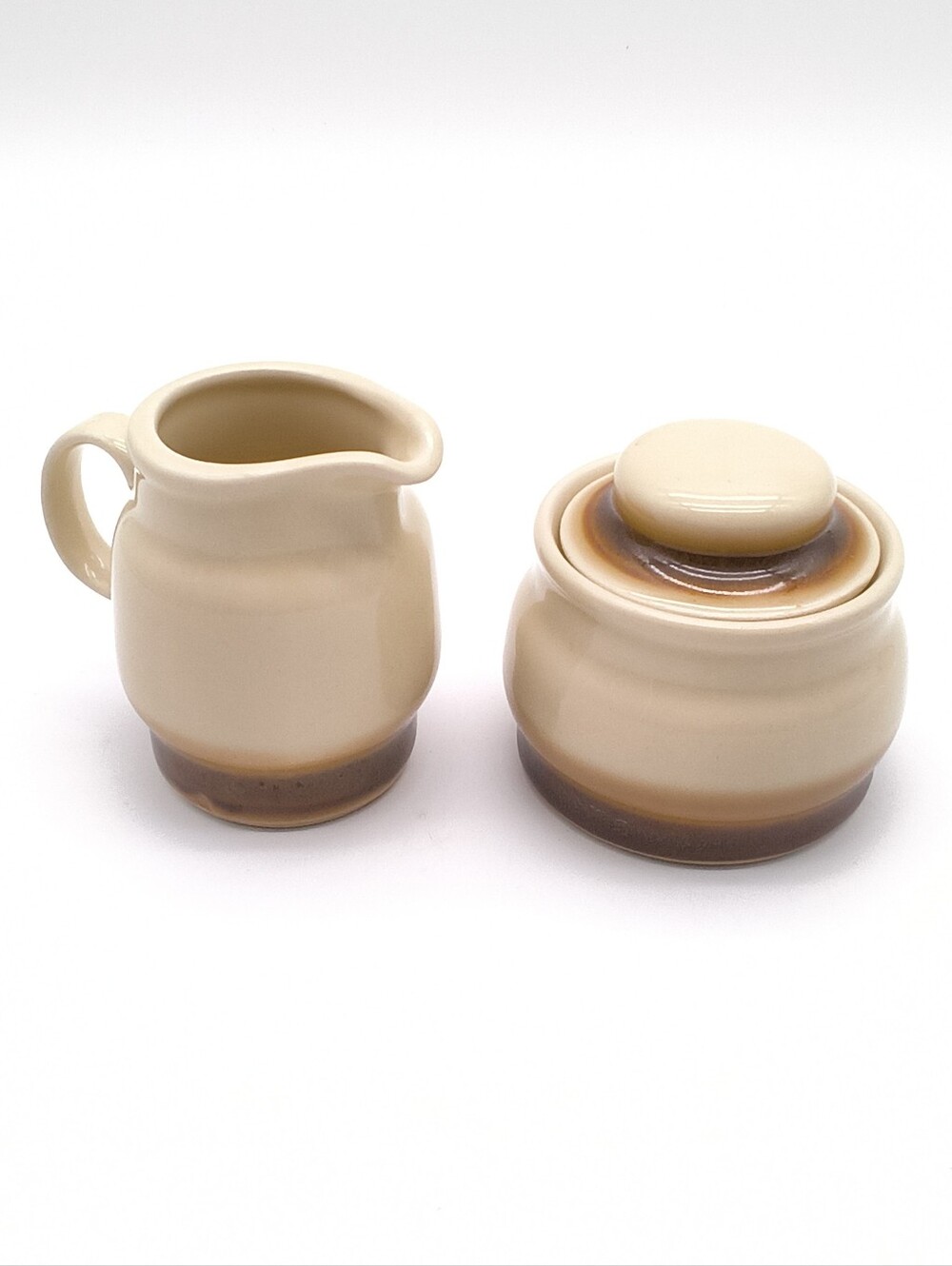 Vintage MCM Pruszków Poland Pottery Creamer & Sugar Bowl Set